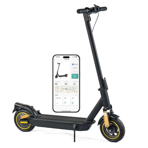 Electric Scooter for Adults – 350W power, 40km Range, 25km/h Max Speed, 10-inch Puncture-Proof Tires, Front & Rear Suspension + Smart App