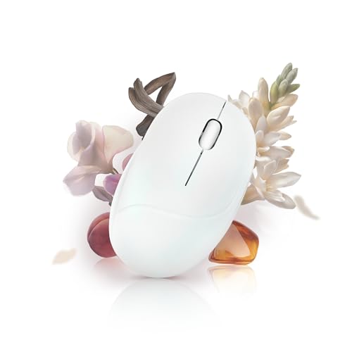 Image of ASUS MD101 Fragrance Mouse, Dual-Mode connectivity, Adjustable DPI Upto 2400, PTFE Mouse feet, Refillable Fragrance Design, Silent Clicks, Upto 12-Months Battery*, Iridescent White, Lightweight 67.6g