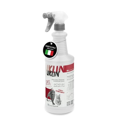ERRECHOME Uklin Pet Urine Odour Eliminator and Pet Urine Repellent Spray Compatible with Hard Surfaces Outdoor and Indoor 1 L Bottle