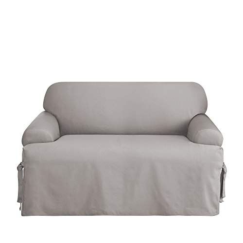 SureFit Cotton Duck Loveseat T-Cushion One Piece...