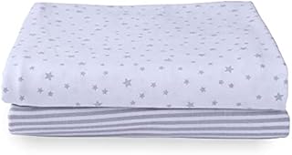 Clair de Lune Pram/Crib Fitted Sheets 90 x 40 cm 100% Soft Cotton Jersey (Stars & Stripes, Pack of 2)
