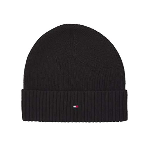 Tommy Hilfiger Herren Pima Cotton Beanie Strickmütze, Black, OS
