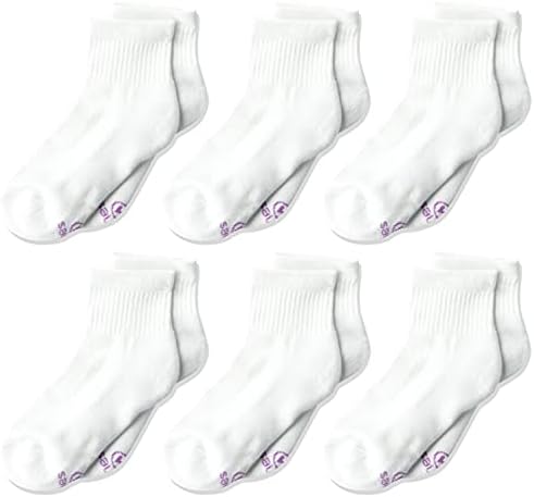 Hanes Ultimate girls 6-pair Pack Ankle fashion liner socks, White, Large US