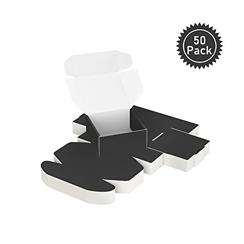 Image of 50 Pack 4 inchx4 inchx2 inch Shipping Boxes, Corrugated Cardboard Small Box Mailer, Shipping Boxes for Small Business for Gift Packing- TONESPAC (4 inchx4 inchx2 inch, Black)