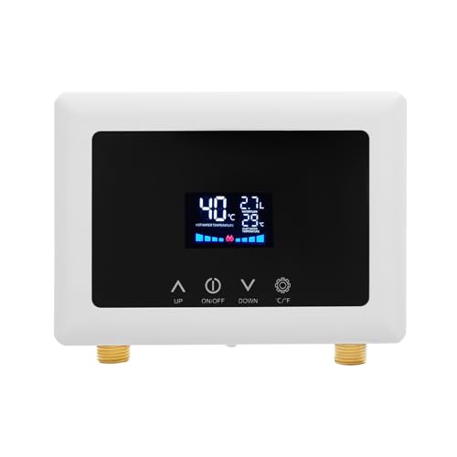 GWOalseO Calentador de agua electrónico 30-55℃ calentador de agua instantáneo 220V caldera de agua caliente pantalla digital almacenamiento agua caliente acumulación eléctrica con caldera eléctrica de