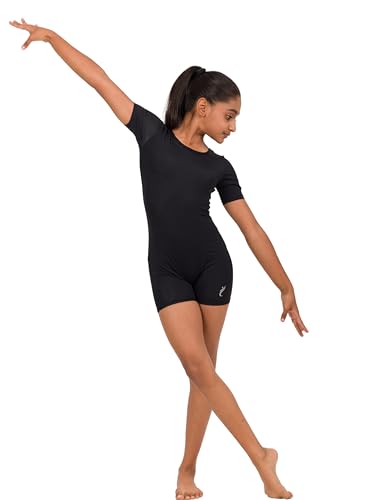 Image of IKAANYA Girls Unitard or Biketard for Gymnastics, Dance, Acrobatics or Swimming (Ages 3-15)