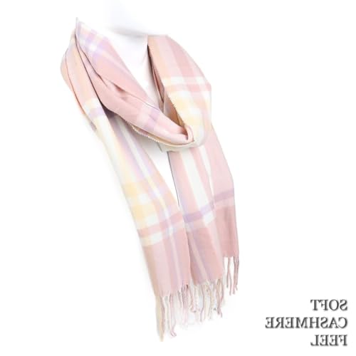 Image of Nollia Plaid Fall /Winter Scarf for Men & Women-Plaid Color Cashmere Feels Acrylic Scarves