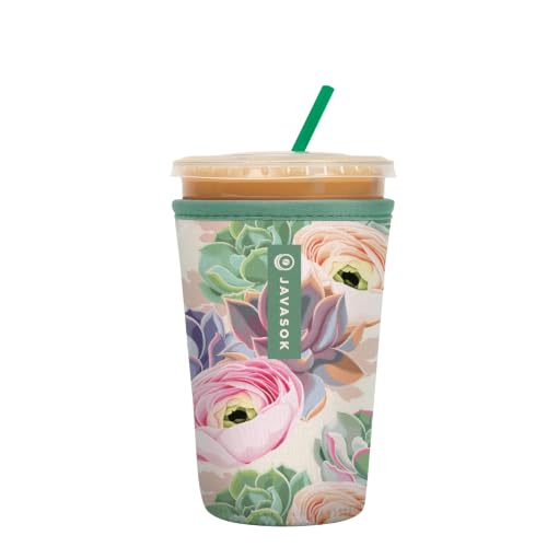 Sok It JavaSok Iced Coffee & Cold Soda Insulated Neoprene Cup Sleeve (Pastel Splendor, Medium: 22-28oz)