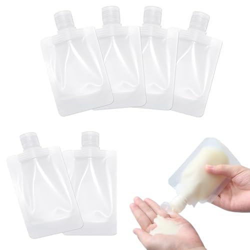 BQRKOTM 6 Piezas Botes Viaje Rellenables 50ml, Botellas de Viaje Avion, Botes para Gel y Champu, Travel Essentials, Botella a Prueba de Fugas, Kit Viaje Higiene para Artículos de Tocador