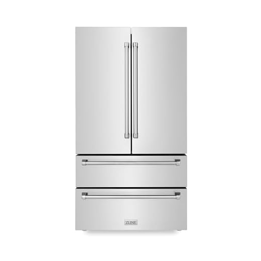 Z Line Kitchen and Bath ZLINE 36" 22.5 cu. ft Freestanding French Door Refrigerator with Ice Maker in Fingerprint Resistant Stainless Steel (RFM-36)