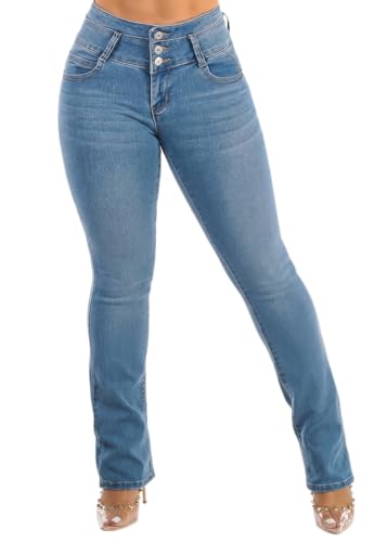 Image of Moda Xpress Women's Butt Lifting High Waisted Bootcut Jeans - Stretchy, Comfortable Flare Jeans in Junior Size Vintage Style