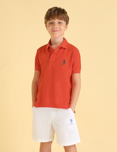 Image of U.S. Polo ASSN. Knitted Boys Polo T-Shirts - Soft Cotton Fabric, Ribbed Polo Collar, Regular Fit T Shirt for Kids