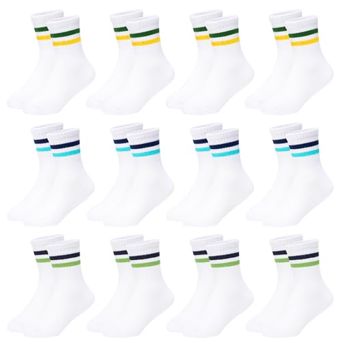 Moitiy - Moitiy Lot de 12 paires de chaussettes de tennis en coton pour fille et garçon, Multicolore 01., 35-38 - -4%