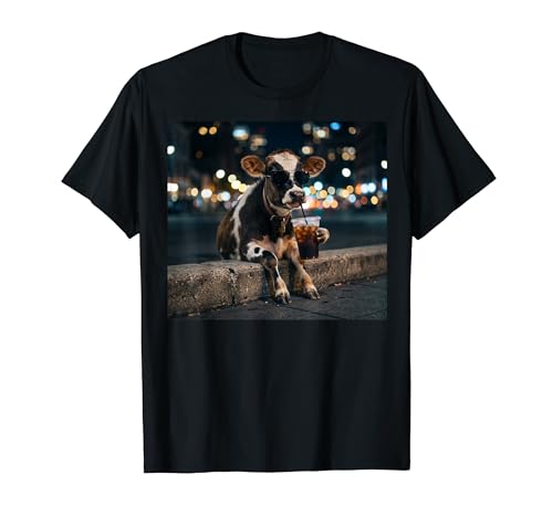Cow Drinking Iced Coffee Funny Animal Meme T�V���c