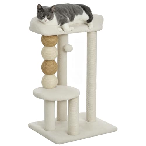 PawHut Árbol Rascador para Gatos Altura 76 cm Árbol para Gatos Torre para...