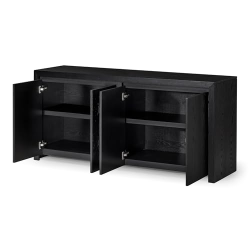 Maven Lane Iris Contemporary Large Wooden Sideboard, Accent Buffet Server Table With Doors For Kitchen Or Living Room In Refined Black Finish thumb #6