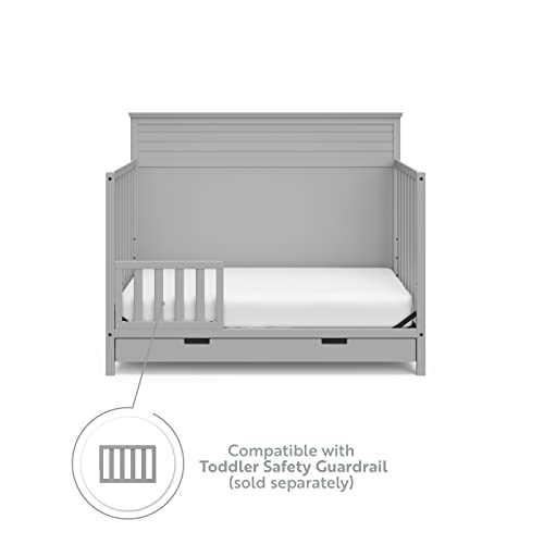 Storkcraft Homestead 5-In-1 Convertible Crib With Drawer (Pebble Gray) – Greenguard Gold Certified, Crib With Drawer Combo, Includes Nursery Storage Drawer, Converts To Toddler Bed And Full-Size Bed #TOP7