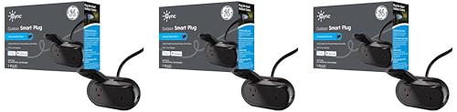 Image of GE Cync Smart Plug, Outdoor Bluetooth and Wi-Fi Outlet Socket, Weather Resistant Plug, Compatible with Alexa and Google, Black (3 Pack)