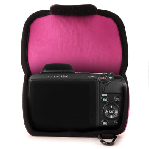 Funda para cámara Nikon Coolpix L340 neoprén rosa fuerte miniatura 4