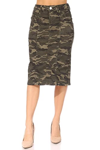 Fashion2Love Women's Juniors/Plus Size Middle - Length Stretch Denim Pencil Skirts (79024)2