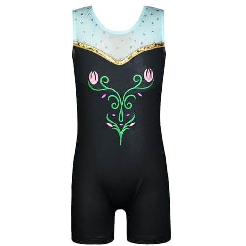 HOZIY Leotards for Girls Gymnastics Kids Children Biketard Snowflake Ribbon Blue Purple Hot Pink Sparkle 1-2T Black
