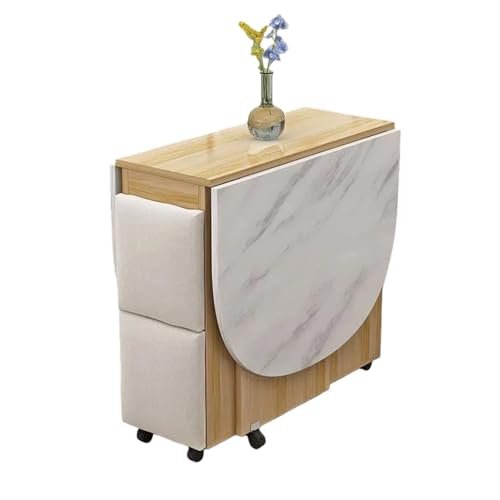 DIHRVTHC Mesa Plegable de Comedor para Uso Diario,Mesa Comedor Plegable versátil para Cocina, balcón o Comedor reducido, diseño Limpio y Plegado rápido para liberar Espacio(Wood,140cm)
