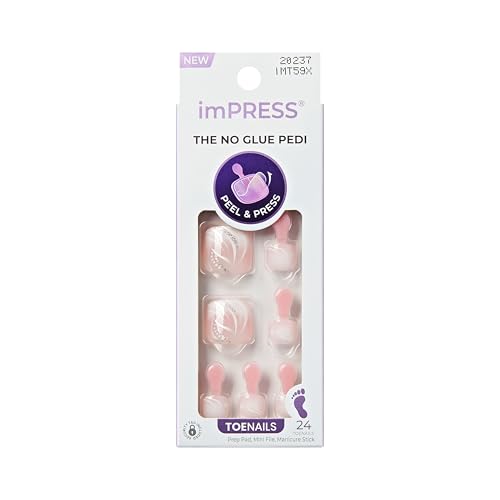 Kiss Impress No Glue Mani Press On Nails Design Is This Love Pink Short Size Squoval Shape Includes 24 Toenails Prep Pad Instructions Sheet 1 Manicure Stick 1 Mini File