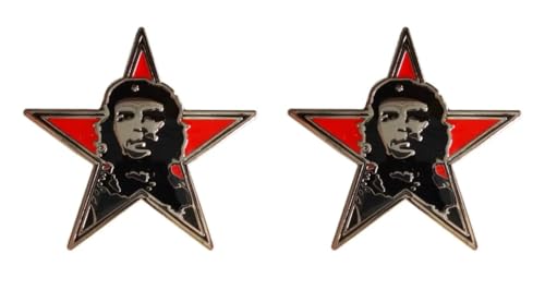 Jacetrade 2 x Che Guevara Socialiste Communiste Marxiste Révolutionnaire Red Star Pin Badges