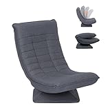 Hoclauho Relaxsessel Bequemer Bodensessel mit 4 Fach Verstellbarer Rückenlehne, 360° Drehfunktion Klappmechanismus, 13 cm Polster, 150 kg belastbar fürs Wohnzimmer Schlafzimmer (Grau)