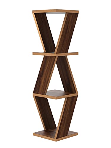 Image of Home Sparkle Triangular Corner Wall Shelf MDF Wall Shelf Rack Wall Mounted Floating Shelves (Dark Brown)