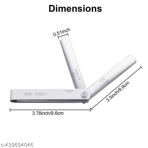 Image of 26 Blades Feeler Gauge Metric & Inch Gap Filler 0.04-0.63mm Thickness Gage for Measurment Tool Marking Gauge Metric and Imperial Measuring Tool 0.0015 /0.04-0.025 /0.635 mm, 26 Blades)
