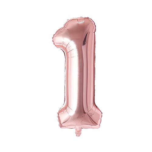 Image of Rozi Decoration 32? Inch Rose Gold 1 Number Foil Balloon | 1 Number Balloon for Birthday Rose Gold | 1st Birthday Decoration for Boys & Girls | 1st Anniversary Decoration Items Kit Pack of 1 Pcs