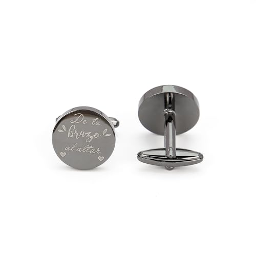 Mancuernillas de acero personalizadas grabadas para hombre miniatura 1