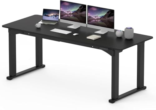 Image of SANODESK 4-Leg 78''x32'' Large Electric Height Adjustable Standing Desk | Computer Stand Up Desk with Memory Presets for Home Office, Computer Workstation, Black