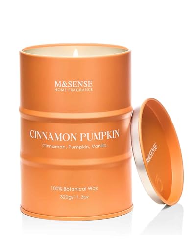 M&SENSE Cinnamon Pumpkin Scented Candles Natural Non Toxic, Aromatherapy Candle for Stress Relief Meditation Relaxing, Housewarming for Women Men, 11.3oz 70 Hour Long Burning
