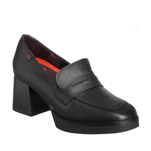 PEPE MENARGUES 21280 MOCASÍN DE Piel con TACÓN MEDO Mujer Negro 40