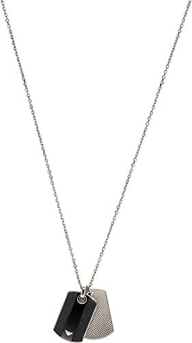 Emporio Armani Collier en Acier Inoxydable pour Homme , Longueur : 500mm + 50mm / Taille Du Pendentif : 24mm X 37.5mm X 2.5mm