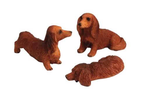 Melody Jane Puppenhaus Dackel Hunde Langhaar Stehend Sitzen & Liegen Braun Haustiere