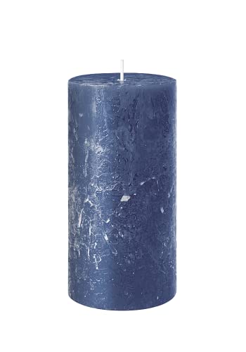 Rustik Stumpenkerze, Höhe 8 cm Ø 7 cm, Safe Candle, Brenndauer ca. 34 Stunden (nachtblau)