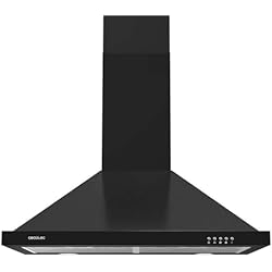 Campana Extractora Oferta Cecotec Campana Extractora Piramidal de 60cm Bolero Flux PM 604300 Black C. Motor 105W, Succión 430m3/h, Control Mecánico, 3 Niveles de Potencia, Luz, Filtro de Aluminio, Acabado Negro