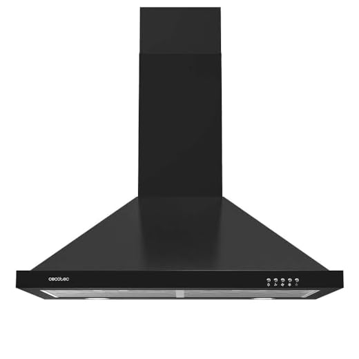 Cecotec Campana Extractora Piramidal de 60cm Bolero Flux PM 604300 Black C. Motor 105W, Succión 430m3/h, Control Mecánico, 3 Niveles de Potencia, Luz, Filtro de Aluminio, Acabado Negro