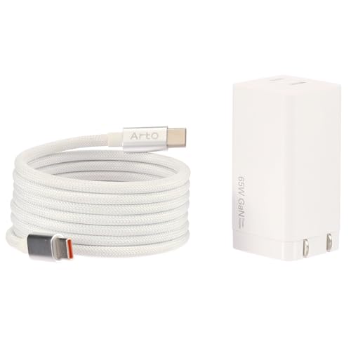 ArtO Core 65W 充電器+1.5m 磁吸式自巻きケーブルセット PD3.1/PPS対応 デュアルType-C iPhone17/16 SAMSUNG/HUAWEI/Xiaomi/MacBook対応 急速充電 折りたたみプラグ (white)