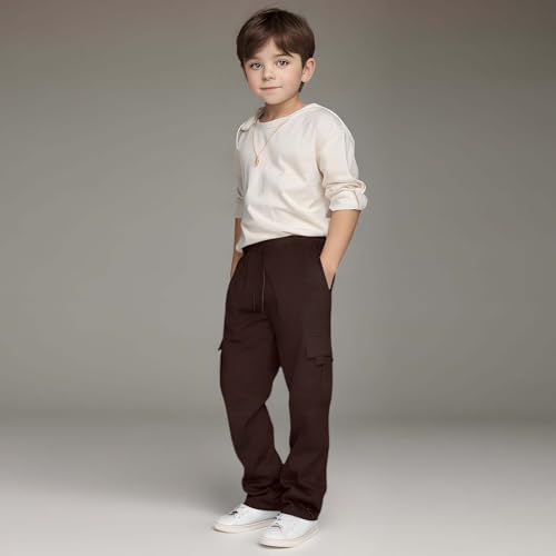 Cargo Pants for Boys Baggy Sweatpants Elastic Waist Drawstring Sweat Pants Open Bottom Straight Leg Joggers with Pockets2