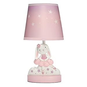 Bedtime Originals Tiny Dancer Bunny & Stars Pink Nursery Lamp with Shade & Bulb