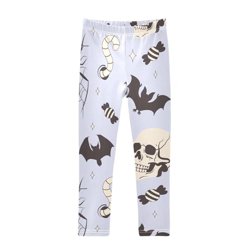 Skulls Spiders Girls Leggings,Workout Leggings for Girls Toddler Athletic Legging Size for 3-10T