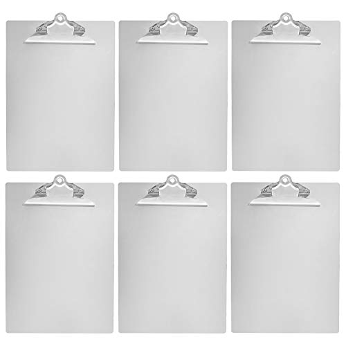 Amazon Basics Klemmbrett, Aluminium, US-Letter-Format, Standard-Klemme, 6Stück, Silber