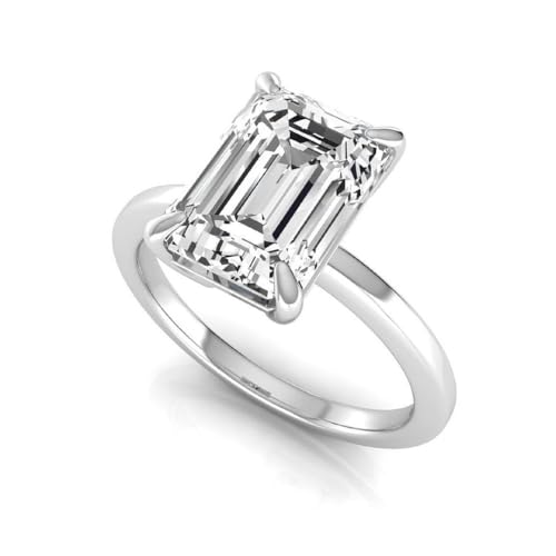 IGI Certified 3 Carat Emerald Lab Grown Diamond (F, VS2) 14K Gold Solitaire Promise Engagement Ring For Womens - Main Image