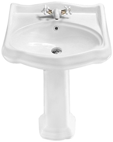 CeraStyle 030200-U-One Hole 1837 Classic Style Ceramic Wall Mounted Sink, White