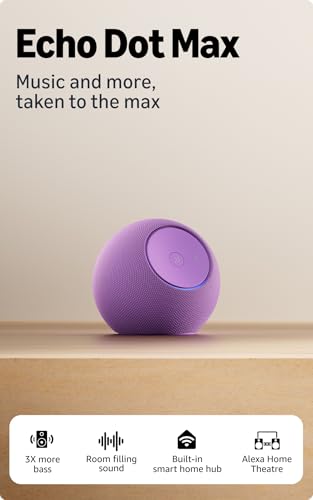 Image of All-new Amazon Echo Dot Max, Alexa speaker with 3X bass and room-filling sound, hands-free smart home management, Bluetooth, Amethyst
