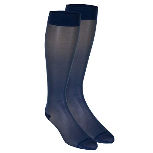 Image of Truform Sheer Compression Stockings, 15-20 mmHg, Women's Knee High Length, 20 Denier, Blue, 2X-Large